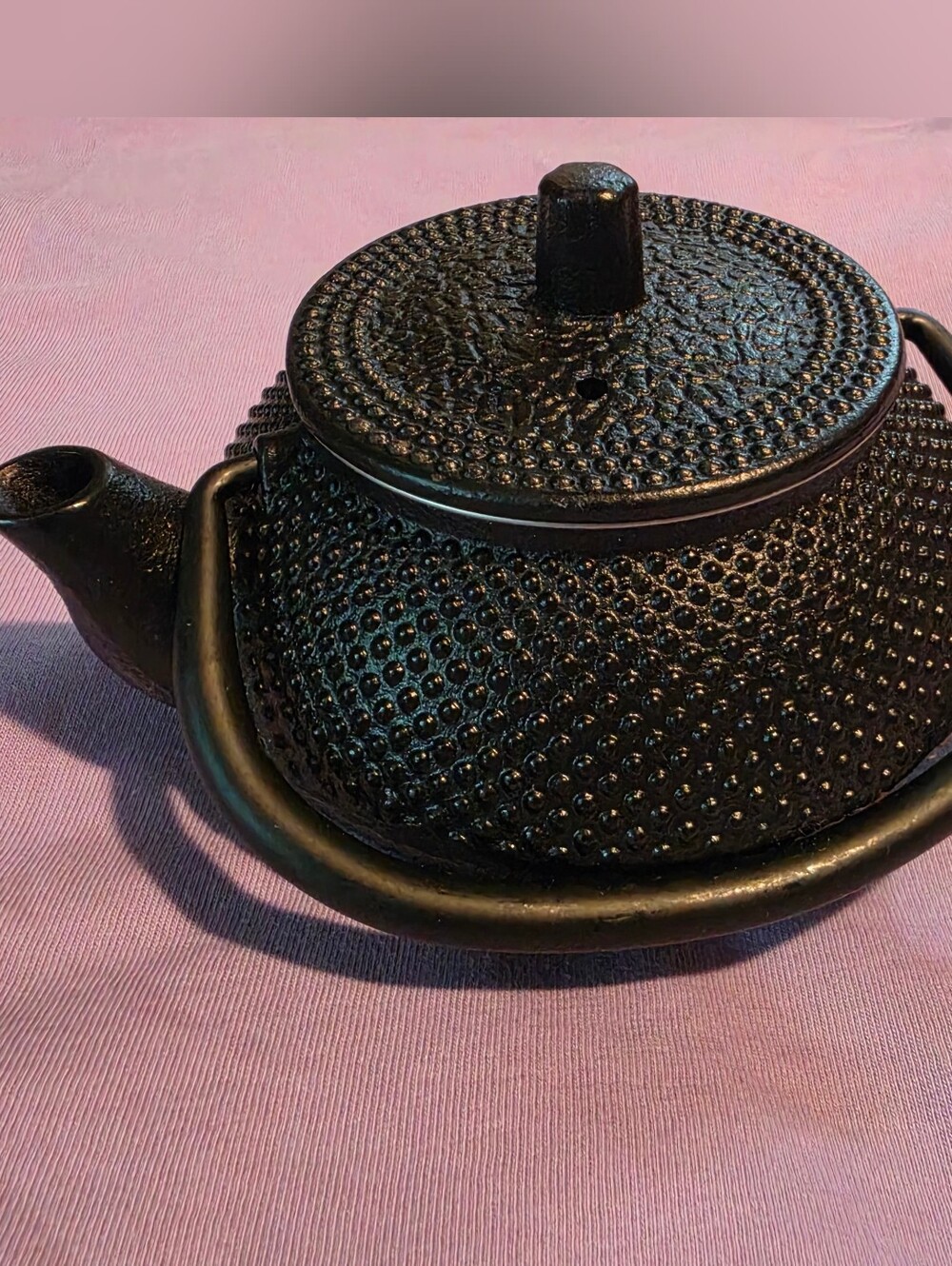 Black Cast Iron Japanese-Style Teapot with Textured Finish